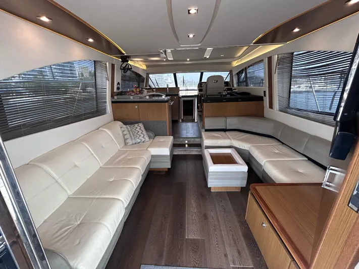 Here & Now 2017 Sea Ray 510 Fly @ Acapulco Yacht Photos Pics Luxurious interior of 2017 Sea Ray Fly 510 yacht with elegant seating and modern design.