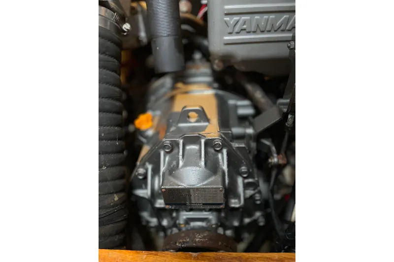  Yacht Photos Pics Engine of a 1999 Hunter Passage 420 sailboat, featuring Yanmar components.