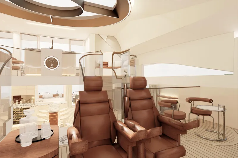 Deo Juvante Yachts Yacht Photos Pics Luxurious interior of 2026 Deo Juvante C24 yacht with leather seating and modern design.
