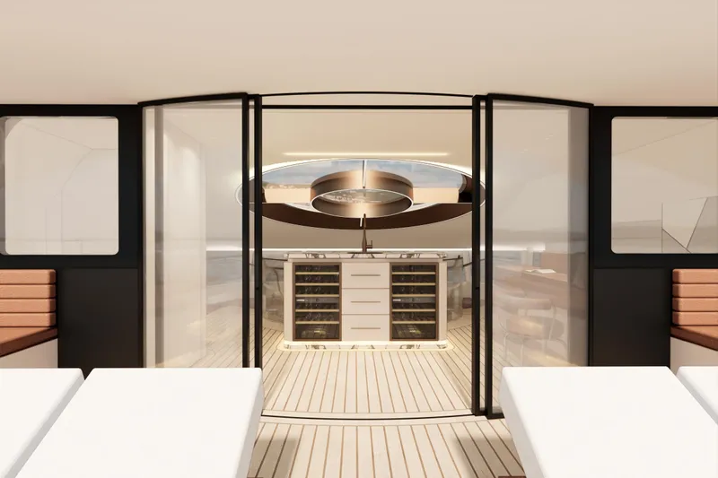 Deo Juvante Yachts Yacht Photos Pics Luxurious interior of 2026 Deo Juvante C24 yacht with modern design and elegant furnishings.