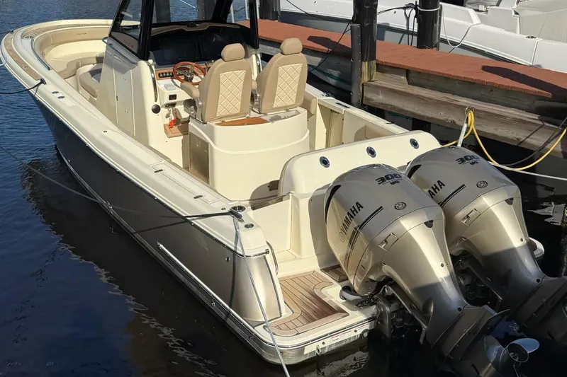  Yacht Photos Pics 2019 Chris-Craft Catalina 30 boat with dual Yamaha engines docked in marina.
