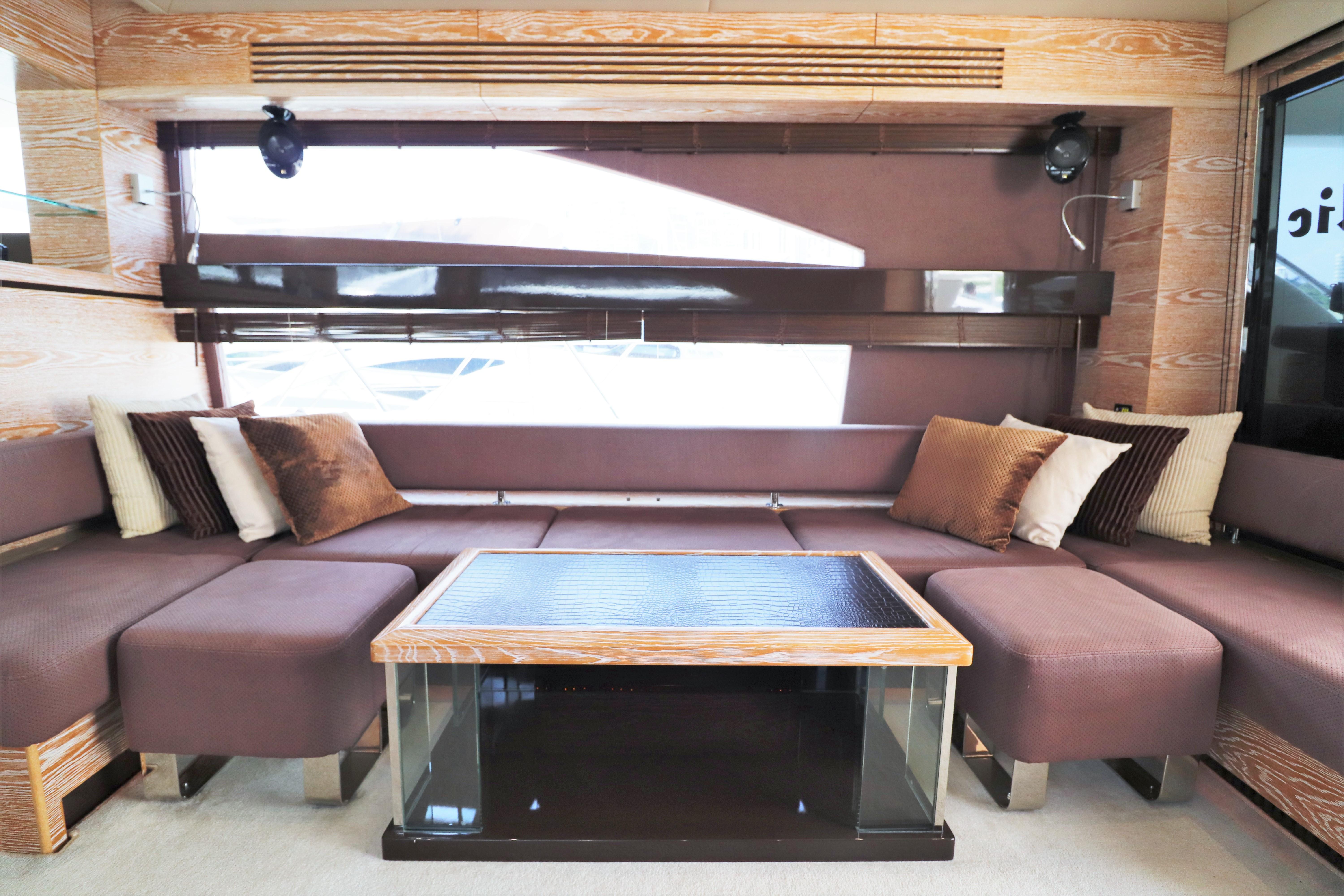 Luxurious interior of 2010 Ruby 65 Feet Yacht with elegant seating and modern design.