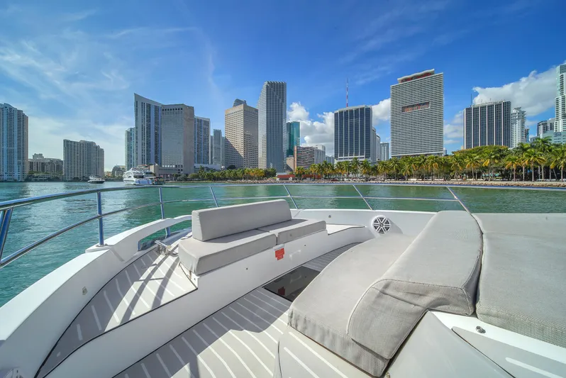  Yacht Photos Pics Azimut Verve 40 yacht with city skyline view, 2020 model.