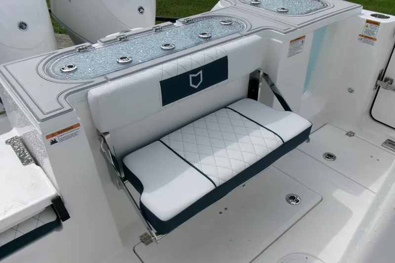 Black Label Marine Yacht Photos Pics 2026 Sea Fox 288 Commander boat with foldable seating and sleek design.