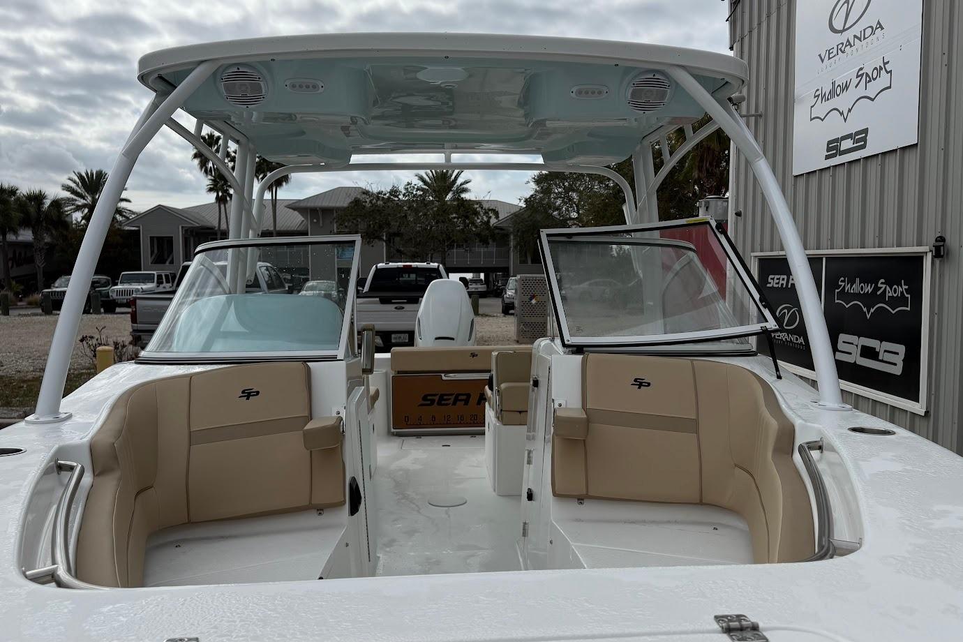 2026 Sea Pro 240 Dual Console boat with open seating and sleek design.