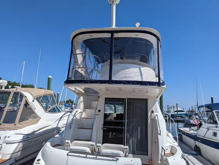 Lady C Yacht Photos Pics 2011 Meridian 341 Sedan yacht docked at marina under clear blue sky.