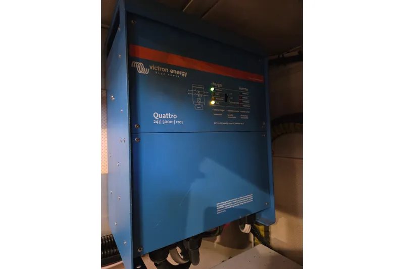 Pemaquid Yacht Photos Pics Victron Energy Quattro inverter on 1998 Oyster 485 Deck Saloon yacht.