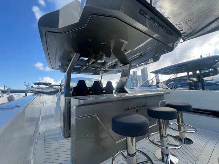  Yacht Photos Pics 2023 Canados 493 Gladiator yacht with sleek design and modern seating.