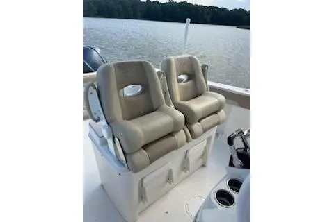  Yacht Photos Pics 2017 Sailfish 320 CC boat with dual cushioned seats on deck.