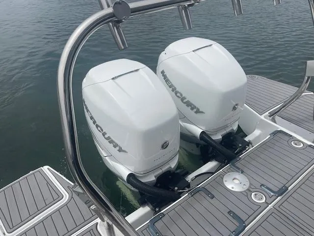 Fortuna Yacht Photos Pics Twin Mercury outboard engines on 2022 Beneteau 32 Gran Turismo boat.