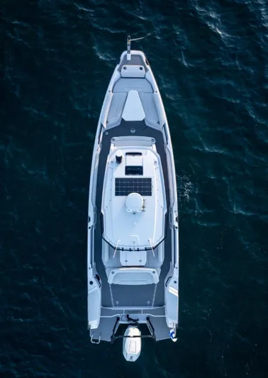  Yacht Photos Pics Overhead view of 2025 Axopar 29 CCX boat on open water.