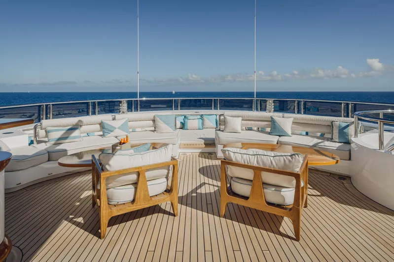 Axioma Yacht Photos Pics Luxurious 2013 Dunya Yacht deck with elegant seating and ocean view.