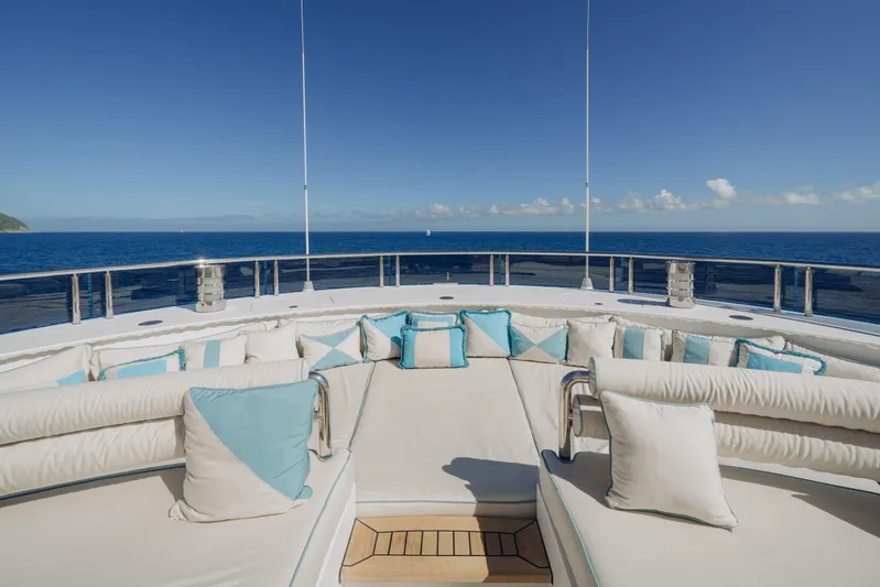 Axioma Yacht Photos Pics Luxurious 2013 Dunya Yacht deck with plush seating and ocean view.