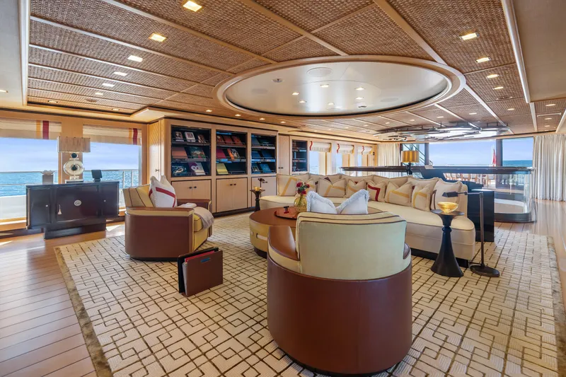 Axioma Yacht Photos Pics Luxurious 2013 Dunya Yacht interior with elegant seating, ocean view, and modern decor.