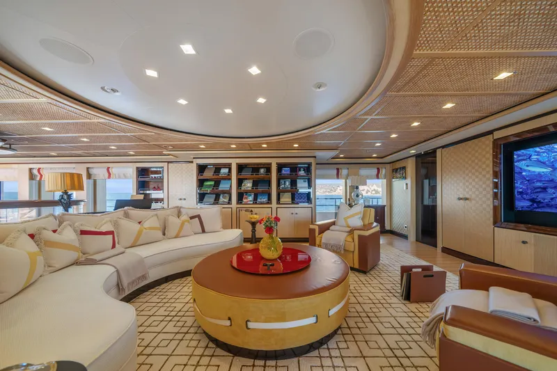 Axioma Yacht Photos Pics Luxurious 2013 Dunya Yacht interior with elegant seating, modern decor, and ocean views.