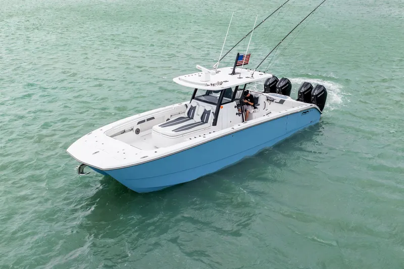 Kroppdustr Yacht Photos Pics 2023 Invincible 37 Catamaran on turquoise waters.