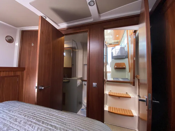 Ursa Yacht Photos Pics Interior of 2019 Sargo 36 Explorer yacht with wooden doors and modern design.