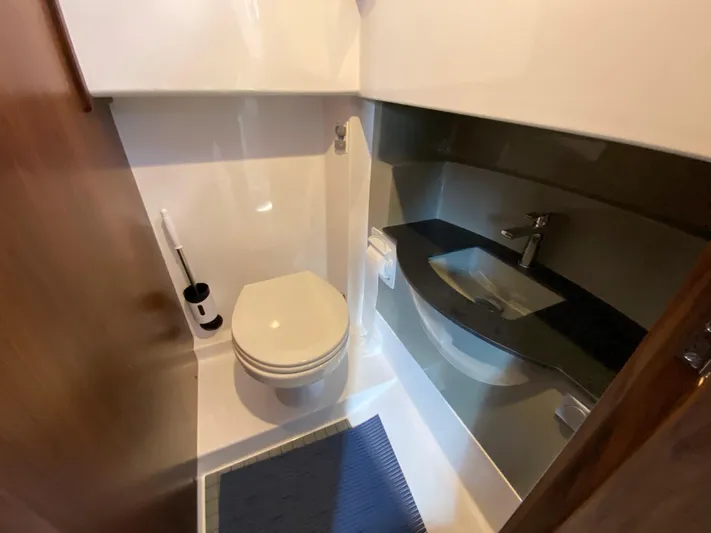 Ursa Yacht Photos Pics 2019 Sargo 36 Explorer bathroom with modern fixtures and compact design.