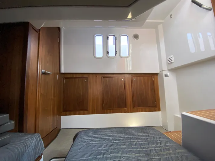 Ursa Yacht Photos Pics Interior cabin of 2019 Sargo 36 Explorer with wooden accents and natural light.