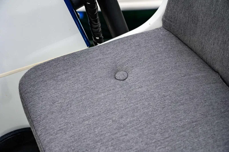  Yacht Photos Pics Gray fabric seat cushion on 2024 Targa 27.2 boat, showcasing modern design.