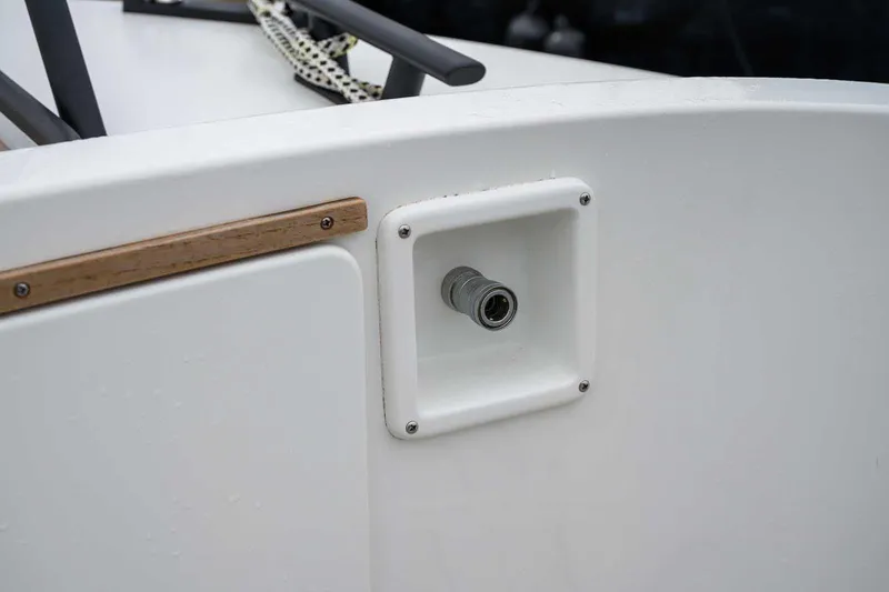  Yacht Photos Pics 2024 Targa 27.2 boat detail showing a water connection port.