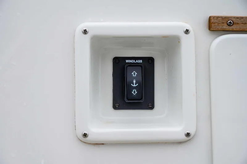  Yacht Photos Pics Windlass control panel on 2024 Targa 27.2 boat, featuring anchor operation buttons.