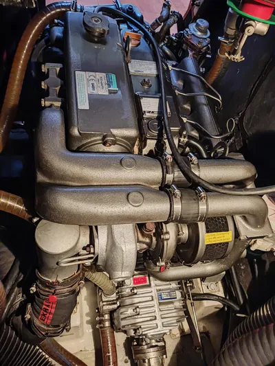  Yacht Photos Pics Engine of a 2009 Beneteau Oceanis 54 sailboat, detailed view.