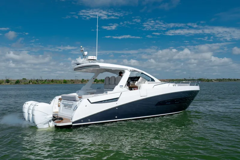  Yacht Photos Pics 2019 Azimut Verve 40 yacht cruising on a sunny day.