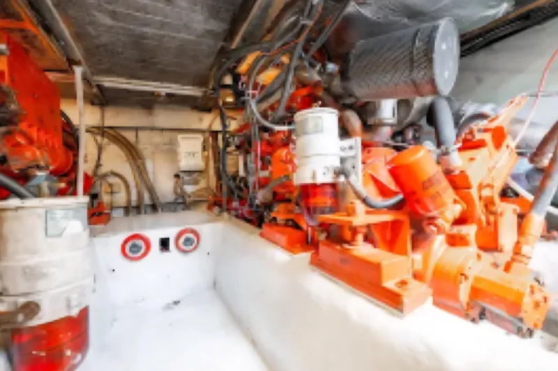  Yacht Photos Pics Engine room of 1988 Ocean Yachts 48 Super Sport with visible machinery and components.