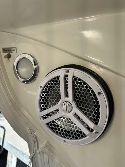  Yacht Photos Pics Close-up of speaker and control panel on 1999 Uniesse 57 Open yacht.