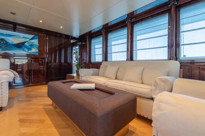 Claudia Berruto Yacht Photos Pics Luxurious interior of 2001 Baglietto M/Y 32 D yacht with elegant seating and decor.