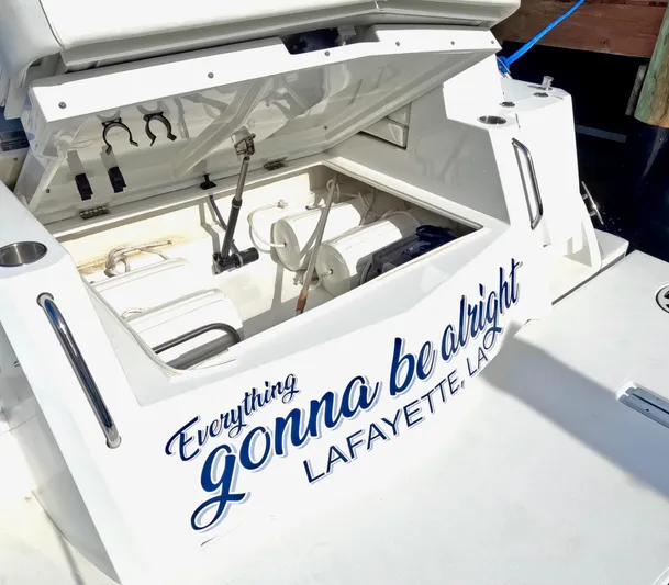  Yacht Photos Pics 2016 Cruisers Yachts Cantius 45 with open storage, "Everything gonna be alright" text, Lafayette, LA.