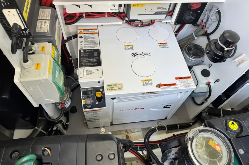  Yacht Photos Pics Engine room of 2018 Beneteau Gran Turismo 46 with Cummins Onan generator.