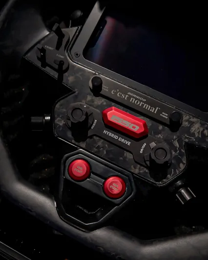 C´est Normal Yacht Photos Pics Control panel of 2022 Bernico 52R HYBRID boat with hybrid drive features.