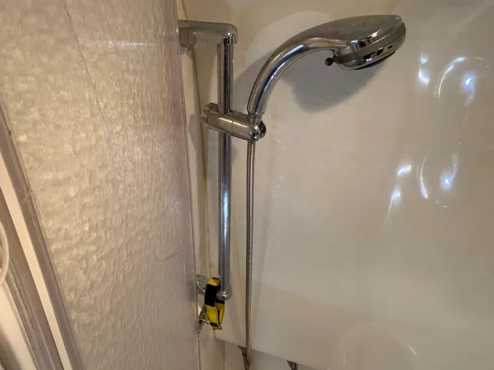  Yacht Photos Pics Shower area in 2005 Formula 34 Performance Cruiser with chrome handheld showerhead.