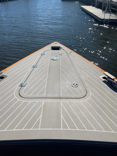  Yacht Photos Pics VanDutch 40 Open Bow 2013 yacht deck with sleek design on calm water.