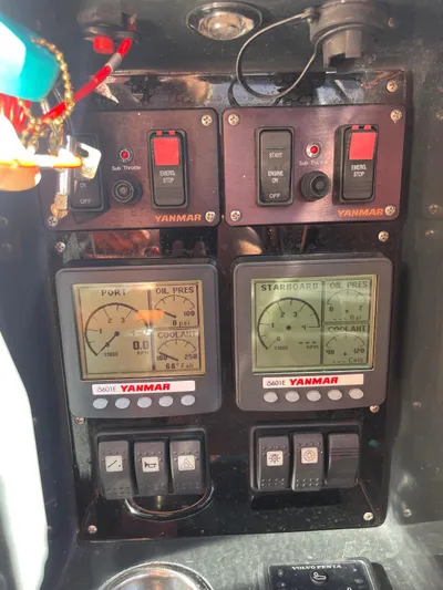  Yacht Photos Pics Control panel of a 2013 VanDutch 40 Open Bow boat with Yanmar displays.