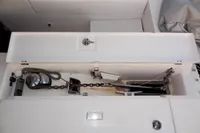 Anchor chain compartment on a 2020 Leopard 40 catamaran.