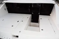 2020 Leopard 40 catamaran deck with sleek white design and storage compartments.