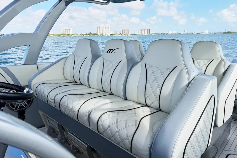  Yacht Photos Pics Luxurious seating on a Midnight Express 43 Open boat with ocean view.