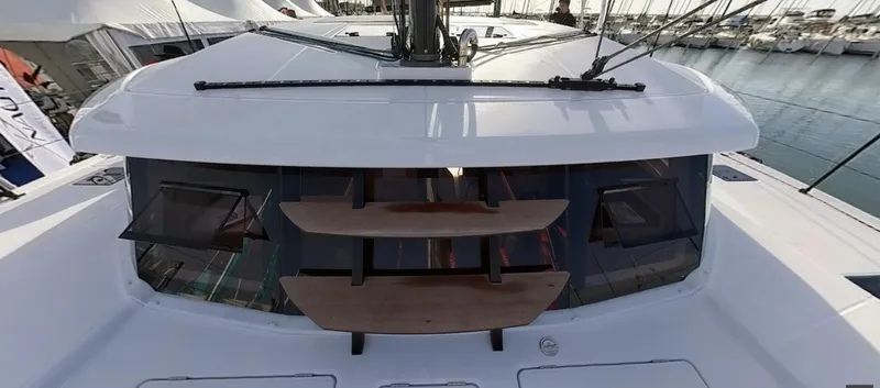 Good Wibe Yacht Photos Pics 2024 Nautitech 48 Open catamaran deck view with modern design elements.