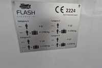 Plaque on Flash Cat 52S, 2015, showing passenger and weight limits for categories A-D.