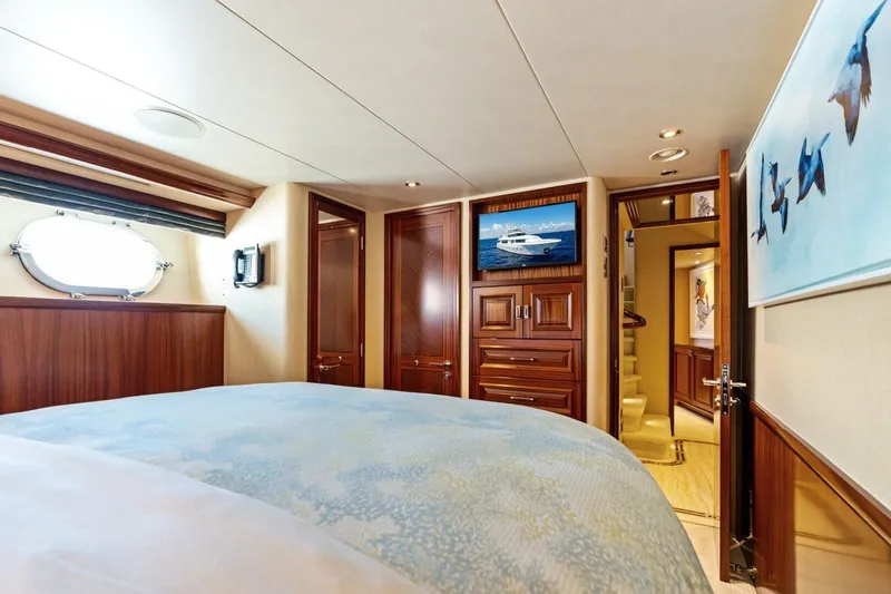 Yes Yacht Photos Pics Luxurious 2011 Westport yacht bedroom with elegant wood paneling and nautical decor.