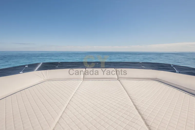 Allora Yacht Photos Pics Luxurious deck of 2026 Riva 82' Diva yacht with ocean view.