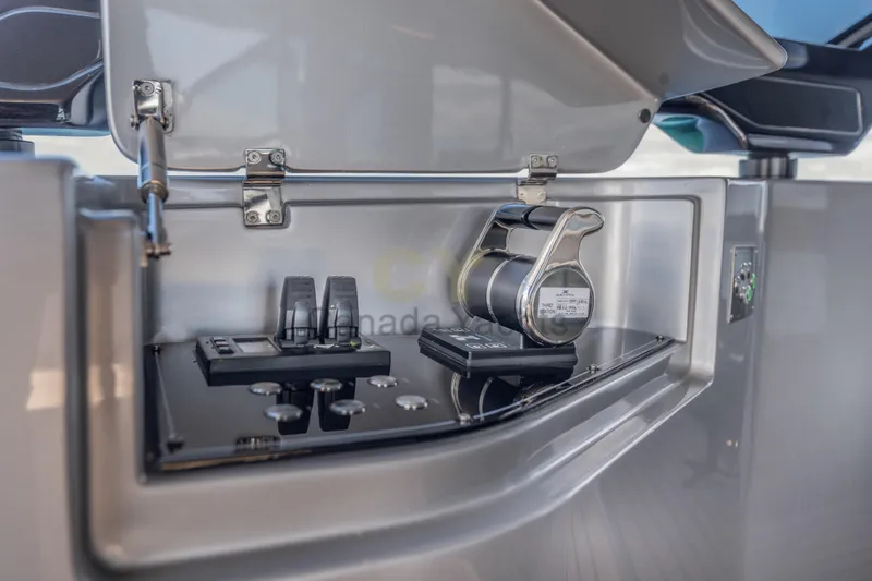 Allora Yacht Photos Pics Control panel of 2026 Riva 82' Diva yacht, featuring sleek design and modern technology.