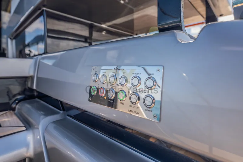 Allora Yacht Photos Pics Control panel on 2026 Riva 82' Diva yacht, featuring various operational buttons.