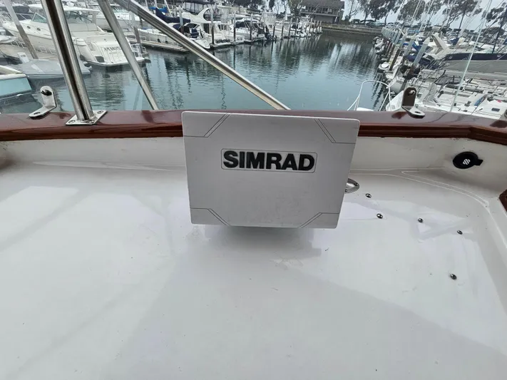 Marytime Yacht Photos Pics Simrad equipment on 1987 Grand Banks 42 Europa yacht, docked in marina.