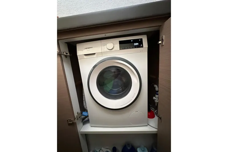 Portlish Yacht Photos Pics Siemens washing machine in cabinet on Fountaine Pajot Tanna 47, 2022 model.