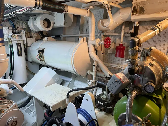  Yacht Photos Pics Engine room of a 1965 Burger 78' Cockpit Flybridge Motor Yacht.