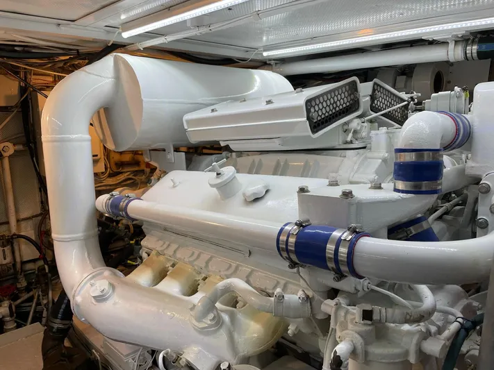  Yacht Photos Pics Engine room of a 1965 Burger 78' Cockpit Flybridge Motor Yacht.